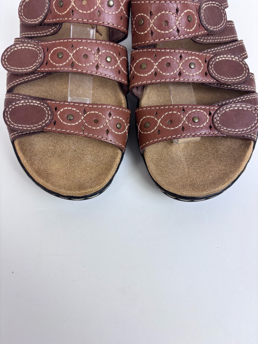 Clarks Leisa Cacti Q Leather Multi-Strap Slide Lightweight Sandals Brown Size 7 - Picture 6 of 15